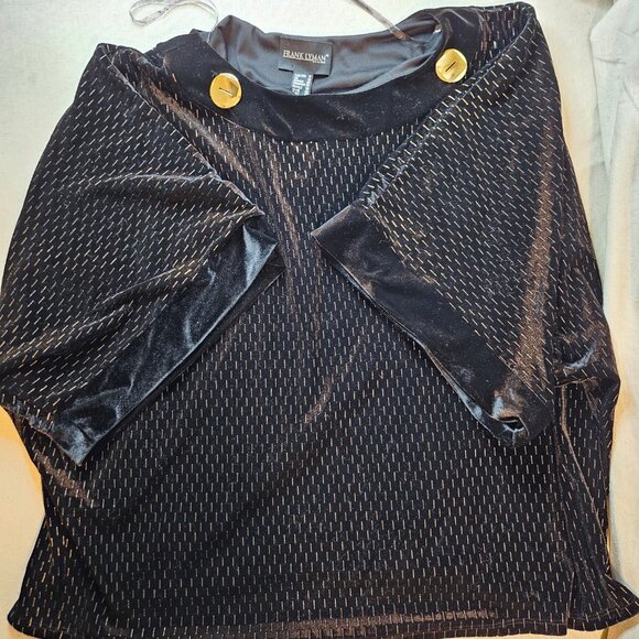 Frank Lyman Design Black Textured Velvet Tunic Top - Size 8 - Picture 3 of 9